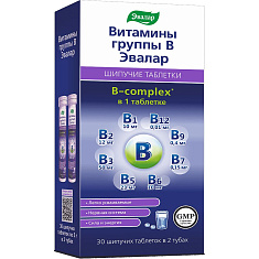 Витамины группы В Эвалар таблетки шипучие 5г N30