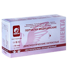 Inekta Перчатки диагностические латексные нестерильные неопудренные  р M N100 белый