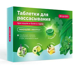 BioForte Таблетки для рассасывания при кашле и боли в горле ромашка-чабрец №24