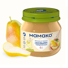 Мамако Пюре из яблок с грушей и козьим творогом 80г