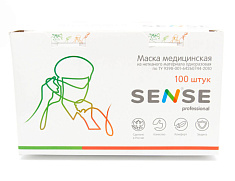 Маска медицинская трехслойная SENSE N100 голубой