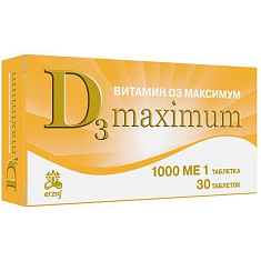 Витамин D3 максимум 1000ме таблетки 200мг N30 Фармацевтическая Фабрика