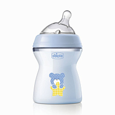 Chicco Natural feeling бутылочка полипропиленовая + соска силиконовая с флексорами 2+ 250мл голубая