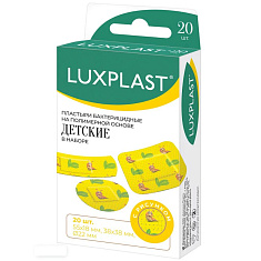 Luxplast Набор детских бактерицидных пластырей на полимерной основе 55х18мм, 38х38мм, диаметр 22мм 20шт