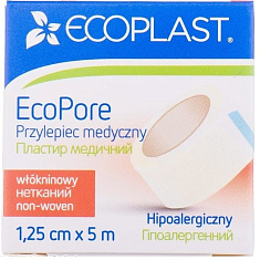 Ecoplast Пластырь медицинский фиксирующий нетканый EcoPore 1.25см*5м