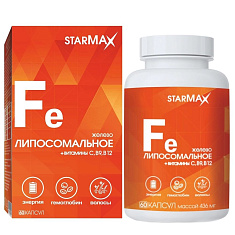 Starmax Железо липосомальное + витамин С В9 В12 капсулы 436мг N60