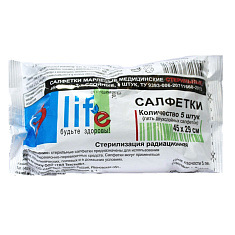 Салфетки стерильные LIFE 45х29см марлевые двухслойные N5