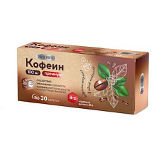 BioForte Кофеин Премиум с витамином В12 таблетки 100мг №30