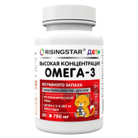 Risingstar Омега-3 жирные кислоты для детей 3+ капсулы 790мг №60