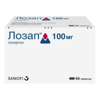 Лозап таблетки покрытые плёночной оболочкой 100мг №90