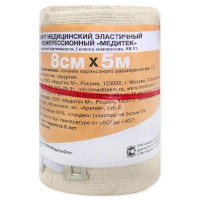 Медитек Бинт эластичный компрессионный высокой растяжимости 1 класс КВ 01 8смх5м