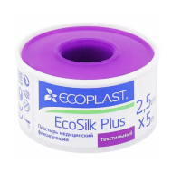 Ecoplast Пластырь фиксирующий тканевый Ecosilk Plus 2,5см x 5м