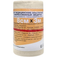 Медитек Бинт эластичный компрессионный высокой растяжимости 1 класс КВ 01 8смх3м