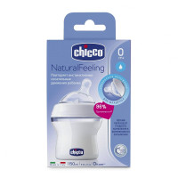 Chicco Natural Feeling бутылочка для кормления соска силиконовая наклонная 0+ 150мл нейтральная