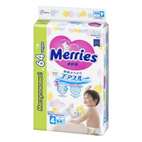 Merries подгузники L (9-14 кг) N64