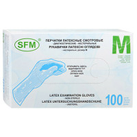 Перчатки смотровые диагностические нестерильные латексные опудренные р M N100 SFM
