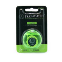 President Зубная нить-флосс Classic вощеная со фтором и вкусом мяты 50м