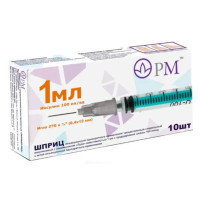 Шприц трехдетальный 1мл игла 27G 0,4x12мм N100 Премьер-Мед