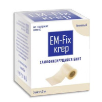 EM-FIX KREP бинт медицинский эластичный компрессионный самофиксирующийся 5смх4,5м бежевый