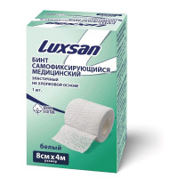 Luxsan Бинт эластичный самофиксирующийся на хлопковой основе 8см х 4м белый