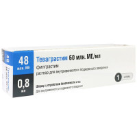 Теваграстим раствор для внутривенного и подкожного введения 60млн МЕ/мл 0,8мл шприц N1