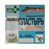 Лейкопластырь 5х500см SFM-PLASTER фиксирующий тканевый