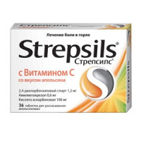 Стрепсилс с витамином С таблетки для рассасывания N36 апельсин