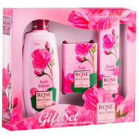 Rose of Bulgaria набор N4 мыло натуральное косметическое 100г + лосьон для тела 330мл + крем для рук 75мл