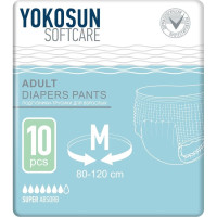 YokoSun Подгузники-трусики для взрослых размер M объем талии 80-120см №10
