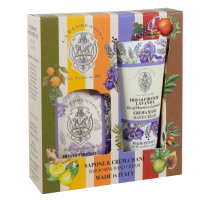 La Florentina Набор Фруктовые сады Мыло гранат и красный виноград 106г, крем для рук 75мл