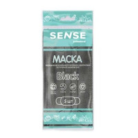 Маска медицинская трехслойная SENSE на резинках черная N5