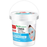 Фитокосметик Народные рецепты глина для лица/тела/волос голубая байкальская очищающая для бани 155мл