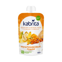 Кабрита Фруктовое пюре со злаками и козьими сливками «Мультизлаковый пудинг» с 6 месяцев, 100 г