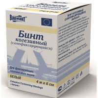Бинт когезивный Вариант самофиксирующийся 4мх6см белый 1шт