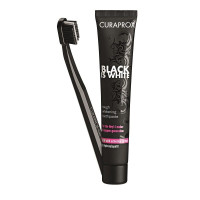 Curaprox Набор зубная паста отбеливающая Black Is White вкус лайма 90мл + зубная щетка CS5460 BIW