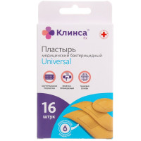 Клинса Лейкопластырь бактерицидный Универсальный набор N16 размеры: 1,9x7,2 см, 2,2x7,5 см, D-2,3 см