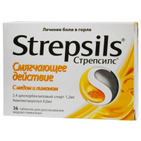 Стрепсилс таблетки для рассасывания мед-лимон N36