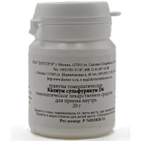 Калиум Сульфурикум D6 Гомеопатический монокомпонентный препарат гранулы гомеопатические 20г