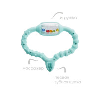 Curaprox Baby Прорезыватель-погремушка с зубной щеткой зеленый