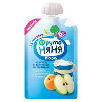 ФрутоНяня Пюре из яблок и абрикосов со сливками 90г