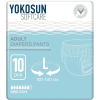 YokoSun Подгузники-трусики для взрослых размер L объем талии 100-140см №10