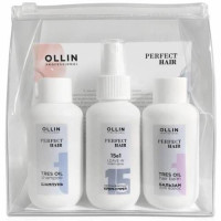 Ollin Perfect Hair Тревел-набор в косметичке шампунь 100мл + бальзам 100мл + 15 в 1 100мл