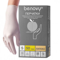 Benovy Перчатки смотровые латексные нестерильные опудренные S N50пар