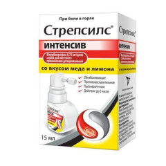 Стрепсилс Интенсив спрей 8,75мг/доза мед/лимон 15мл