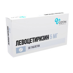 Левоцетиризин таблетки п.п.о. 5мг N30 Озон