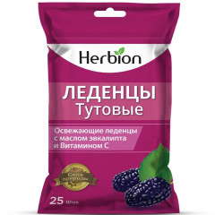 Herbion леденцы тутовые с маслом эвкалипта и витамином с 62,5г