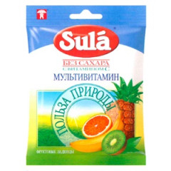 Леденцы зула с витамином С без сахара мультивитамин 60г