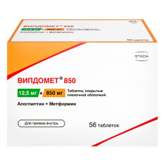 Випдомет 850 таблетки п.п.о. 12,5мг+850мг N56