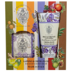 La Florentina Набор Фруктовые сады Мыло Флорентийский ирис и лаванда 106г, крем для рук 75мл