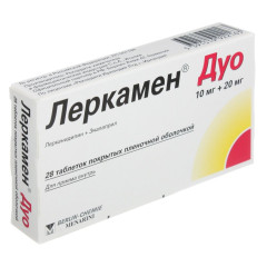 Леркамен Дуо таблетки п.п.о. 10мг + 20мг N28